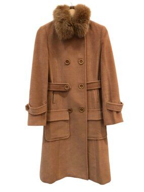 Max Mara Camel Wool & Cashmere Coat – Detachable Fur Collar – XS